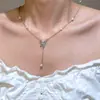 Collar de Mariposa con Perlas Ins Explosivo Lujo Ligero Versátil para Mujer Cadena de Clavícula de Alta Gama Moda Distintiva Verano
