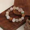 Pulseira de Cristal Natural Estilo Wang Sulong, Série de Cores Dopamina de Alto Padrão para Atrair Riqueza e Boa Sorte, Pulseira Elegante com Múltiplos Tesouros