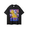 Camiseta de manga corta de gran tamaño con estampado de anime Harajuku, de lavado intenso, estilo hip hop americano para hombres y mujeres.