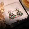 Pendientes de árbol de Navidad calientes transfronterizos de Europa y Estados Unidos, pendientes de árbol de Navidad con estrella de cinco puntas y diamantes, pendientes de mujer, pendientes de Navidad al por mayor