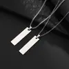 Collar Minimalista de Tira Larga de Acero Inoxidable con Grabado Láser, Cadena para Clavícula Estilo Fresco Unisex, Colgante de Acero de Titanio para Pareja