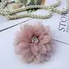 Tecido de seda brilhante amassado estilo coreano de 9 cm com centro de flor bicolor para acessórios DIY, presilhas de cabelo, decorações de sapatos atacado