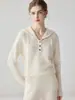 ¡Estilo simple y casual! Suéter de cachemira holgado para mujer con cuello de media cremallera con capucha, sudadera de punto acanalado, camiseta básica elegante y estilizada