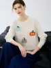 Nueva colección de otoño e invierno: suéter de cachemira pura para mujer, cuello redondo con forma de calabaza, capa interior cálida, top de punto casual y versátil