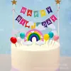 Copyright Arcilla Suave Adornos de Pastel Arcoíris Tridimensional Imitación Fondant Grande Unicornio Nubes y Estrellas Inserción de Bandera