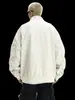 Chaqueta Retro Americana Coach Cuello Alto Chaqueta Hombres Otoño e Invierno Color Sólido Casual Holgada Cremallera Ropa de Trabajo Chaqueta de Vuelo