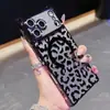 Funda para Teléfono Magnética 6D Transparente con Borde Recto Estampado de Leopardo Electrochapada Adecuada para Apple 17Promax Gradiente Iphone16 Anticaída