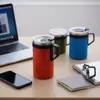 Taza de Acero Inoxidable 304 Creativa para Oficina, Gran Capacidad, Portátil, con Tapa, Taza para Exteriores, Taza de Regalo