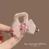 Presilha de Cabelo com Laço de Renda Super Fada com Toque de Luxo, Presilha de Garra Rosa Exquisita com Strass, Novo Modelo 2026 Presilha de Tubarão