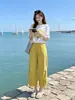 Conjunto Informal Elegante de Verano 2026 Camiseta Estampada y Pantalones de Pierna Ancha Conjunto de Dos Piezas Moderno y Juvenil de Manga Corta