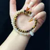 Té Amarillo Cristal Tianshan Esmeralda Ábaco Artículos de Alta Calidad Pulsera de Doble Círculo Seda Dorada Jade Calabaza Deslizante Diseño DIY Pulsera