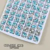 Accesorios de pedrería para decoración de uñas sin base, azul marino ultra brillante, pedrería para uñas con forma irregular, cuadrada gruesa, tipo huevo de paloma, de lujo ligero