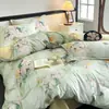 Juego de Ropa de Cama de Algodón 100% de Alta Gama Impreso Digitalmente de Cuatro Piezas con Funda de Edredón Individual de Algodón Puro para Dormitorio de Estudiante Juego de Tres Piezas