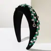 Moda Europea y Americana Estilo Barroco Retro Resistente Diadema de Terciopelo Incrustada de Diamantes Lujo Accesible de Alta Gama Accesorio para el Cabello Versátil de Ala Ancha