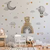 BR3454F cielo estrellado de dibujos animados puente arcoíris globo aerostático oso lindo oso pegatinas de pared decorativas dormitorio habitación infantil autoadhesivo