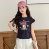 Conjunto de Verano para Niñas 2026 Nuevo Elegante Delgado de Manga Corta Pantalones Cortos de Trabajo Conjunto Casual de Dos Piezas para Niños Mayores