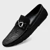 Mocasines de Cuero de Primera Capa, Zapatos de Cuero de Negocios con Patrón de Cocodrilo de Cuero Genuino, Zapatos de Cuero Transpirables de Suela Blanda para Conducir, Zapatos Casuales para Hombre