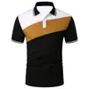 Camisa Polo Europea y Americana para Hombre Transfronteriza con Impresión Digital 3D, Bloques de Color Casual de Negocios, Cuello Campana, Manga Corta