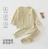 Conjunto de algodão puro sem costura para bebê menina, roupinha de bebê de botões laterais, cintura alta, para casa e passeios na primavera e outono, Classe A