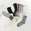 Meias Florais Pequenas Estilo Coreano, Meias Femininas Sem Costura Anti-Pilling para Outono e Inverno, Meias Largas de Lã Florais para Chinelos Birkenstock