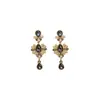 (Vals Húngaro) Pendientes Florales Retro Elegantes Estilo Corte Francés Tachonados con Diamantes, Joyería de Oreja Exquisita de Nicho
