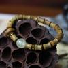 Pulsera de Sándalo Verde de Artesanía Fina Círculo Único 8mm Cuentas Nudo de Bambú Pulsera Anillo Corredizo Cuentas de Juego Cultural Joyería de Mano Unisex Sándalo