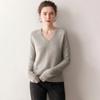Suéter de Cashmere Feminino Gola V Ombro Tricotado Suéter Pulôver Solto Roupa de Outono e Inverno Top com Camisa de Base