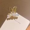 Dulce clip para flequillo de perlas para niños, adorno para la cabeza para niñas, accesorios sencillos para el cabello de metal con diamantes de imitación tridimensionales, horquilla de Corea del Sur