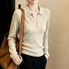 Nuevo top de punto para mujer de otoño, corte slim, con cuello, diseño de alta gama y tacto sofisticado