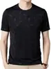 Camiseta de Manga Corta con Cuello Redondo, Tejido Jacquard de Seda Helada, Sensación Fresca, Ultraligera, para Hombre, Verano, Transfronteriza, Marca de Moda