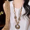 Collar de Cuentas Estampado de Leopardo Cadena para Clavícula de Lujo Ligero Nuevo Estilo Popular Sentido de Alta Gama Sentido del Diseño Retro Nicho Estilo Largo Accesorios
