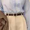 Novo Estilo Feminino Cinto de Couro Sem Furos, Moda de Nicho Sem Buracos Versátil Estilo Coreano Estilo Ins Decorativo Fino para Cintura