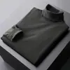 Camiseta Interior de Cuello Alto Rongde Doble Cara Muelle Interno Manga Larga para Hombre Calentador Cepillado Top Cálido Grueso 1688