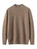 Suéter Masculino Gola Redonda 100% Caxemira Pura, Novo Outono/Inverno Cor Sólida Solto Tricô Grosso, Camisa Básica Casual Simples