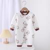 Macacão de Bebê Primavera e Outono Quente Algodão Puro Roupa Íntima para Recém-Nascidos Meninos e Meninas, Macacão de Inverno Versátil para Engatinhar
