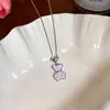 Colar com Pingente de Urso de Vidro com Estrela de Zircônia, Luxo Leve, Alta Qualidade, Corrente Elegante para Clavícula, Acessório de Moda Exquisito Estilo Coreano