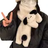 Conjunto de Duas Peças de Luvas e Cachecol de Ciclismo para Estudantes de Inverno Luvas e Cachecol de Cachorro Pacha de Pelúcia Fofo Espessado