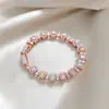 Ouro Rosa Brilho Fluido~Pulseira Quadrada de Zircônia, Estilo Delicado e Feminino, Pulseira Exquisite, Design de Nicho, Joias de Luxo Leve para Mulheres