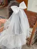 Presilha de Cabelo Infantil para Meninas, Laço de Coroa, Presilha com Borda de Véu, Acessório de Cabelo de Princesa Bordado Estilo Coreano