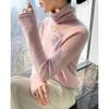 Suéter feminino de cashmere com gola alta 100% cashmere puro gola alta sem costura malha solta blusa de baixo suéter