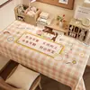 Toalha de Mesa Desenho Animado, Sem Lavagem, Impermeável, À Prova de Óleo, Resistente ao Calor, Estilo Dopamina Creme, Toalha de Mesa Retangular, Protetor de Mesa, Chá