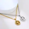Collar con Colgante de Brújula Redonda Geométrica Más Vendido Transfronterizo Cadena Retorcida Acero Inoxidable Accesorios Personalizados Estilo Punk para Hombres y Mujeres