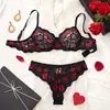Europeu e Americano Popular Transfronteiriço Levanta Bumbum Sexy Lábios Quentes Estampa Lábios Traje Sexy Renda Bordada Transparente Puro Desejo Ultra-Fino Roupa Íntima