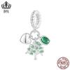 Aifule verde vida árvore pequeno pingente s925 prata esterlina banhado a platina zircão diy jóias frisado primavera novo