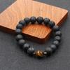Pulseira Masculina da Moda Pulseira de Contas de Buda Contas de Transferência Contas Joia de Mão Masculina Obsidiana Pedra Vulcânica Casual Escamas Inversas