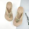 Zapatos de Cuña Tejido de Paja Viaje Lino Sandalias de Mujer Estilo Coreano Moderno Ropa Exterior Chanclas Modernas de Playa Zapatillas de Mujer