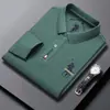 Camiseta de Algodón de Manga Larga Moderna para Hombre Joven y de Mediana Edad Camisa Polo Delgada con Cuello de Solapa Ropa Bordada Casual Nueva de Primavera y Otoño