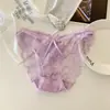 Ligeramente Atractivas con Forma de Campana~ Bragas de Encaje Sexy Estilo Francés para Mujer, de Tiro Bajo Caladas con Lazo Puro Deseo Braguitas para Mujer