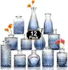 Juego de Jarrones Pequeños Decorativos de Vidrio Vintage Transparente Estilo Ins, Jarrón de Flores y Botella de Aromaterapia, El Más Vendido Transfronterizo con un Toque de Lujo