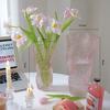 Vaso de vidro transparente em forma de gota d'água torcida irregular de designer dinamarquês para tulipas, ornamentos criativos para arranjos de flores na sala de estar